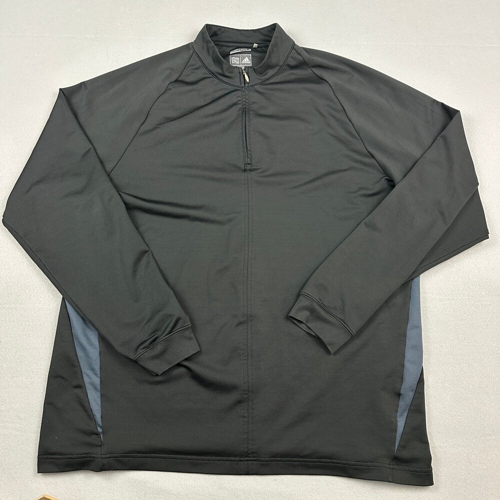 Adidas Golf Jacket Men XL Black Blue Solid 1/4 Zip Lightweight Stretch Pullover